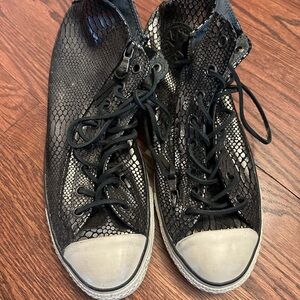 Converse Black and White High-Top Sneakers with Textured Design